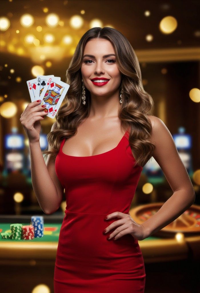 Live blackjack dealer in Bali Vacation themed studio on holyslot77 login